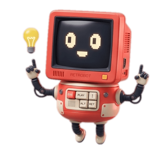 ASCA Tech mascot — Retrobot, a friendly retro CRT computer character