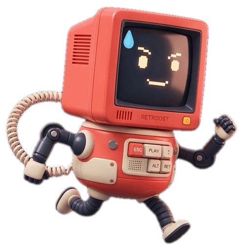 ASCA Tech mascot — Retrobot, a friendly retro CRT computer character