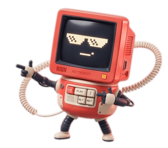 ASCA Tech mascot — Retrobot, a friendly retro CRT computer character