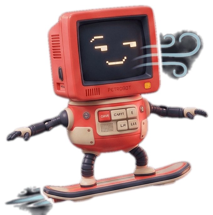 ASCA Tech mascot — Retrobot, a friendly retro CRT computer character