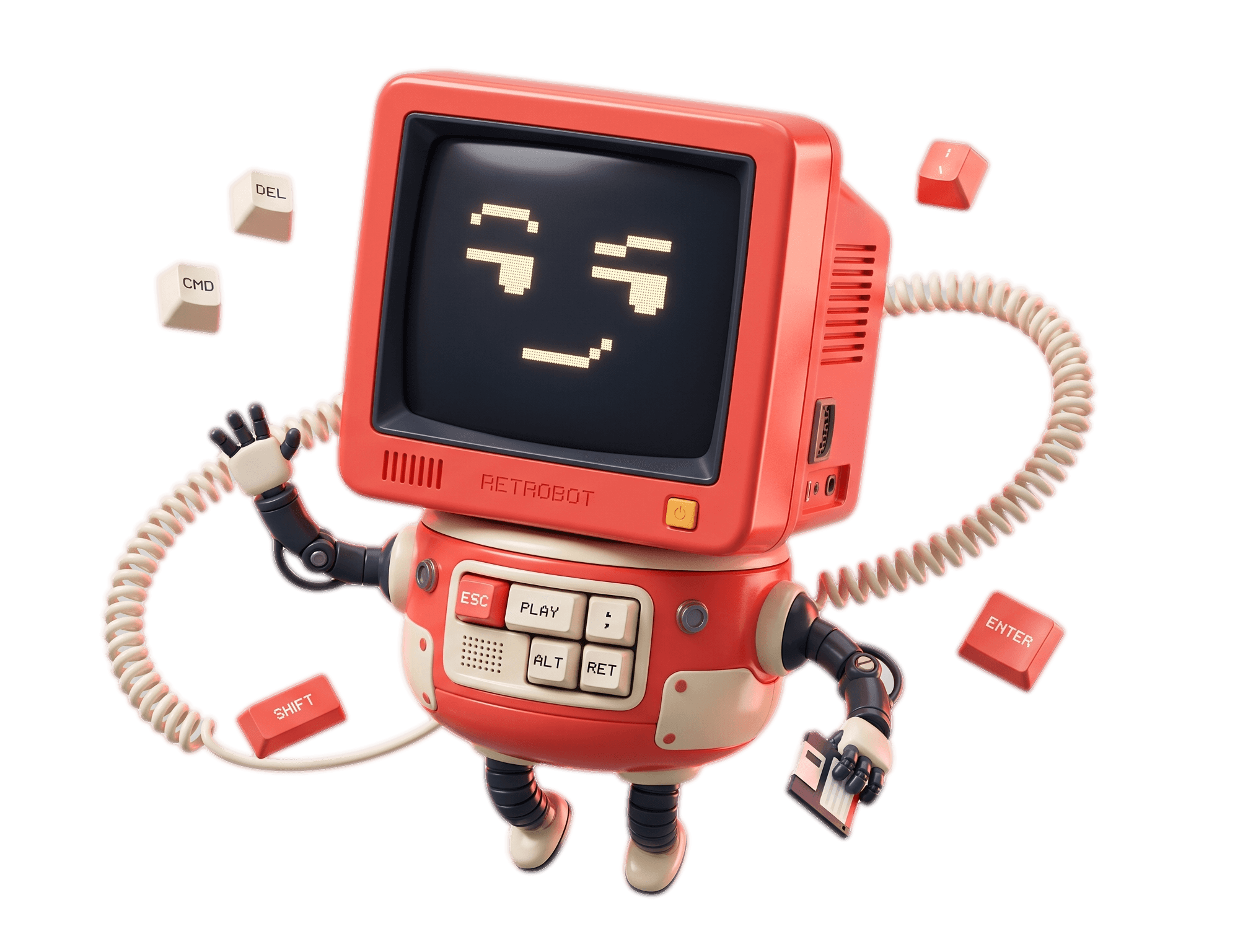 ASCA Tech mascot — Retrobot, a friendly retro CRT computer character