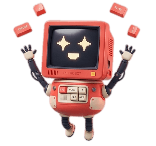 ASCA Tech mascot — Retrobot, a friendly retro CRT computer character